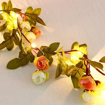 Vin String Lys, Batteri Drevne Rose Flower Garland Plante Fe Lys til Haven Indendørs Dekoration Kunsthåndværk Indretning