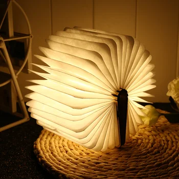 Oprindelige Genopladelige Bog Lampe Folde Mini Bord Lys Varm Nat Lys LED Træ USB-Desk Nat Lampe Soveværelse Indretning Belysning