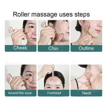 LIZY Høj Kvalitet Jade Sten Roller rosakvarts Face Lift Massageapparat Dobbelt Ledes Facial Massage Roller Rynke Remover Skønhed