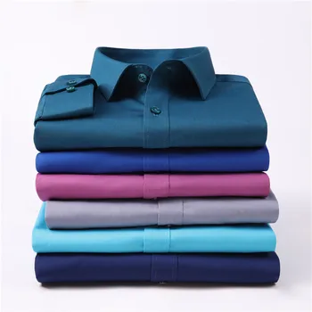 Mænds Klassisk Rynke Resistente Stretch Kjole Skjorte Komfortable, Åndbart Blød langærmet Standard-fit Kontor Arbejde Shirts