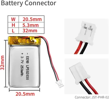 EEMB 502030 Genopladeligt Batteri 3,7 V v 250mah Lithium-Polymer-Batteri Lipo Batterier til Kameraer, Bluetooth Højttaler Tastatur WiFi