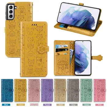 Pu Læder Flip taske Til Samsung Galaxy A50 A51 A52 A70 A71 S21 S20 FE S10 S9 Note 10 Plus 20 Ultra-Wallet-Kort Slots Dække Sagen