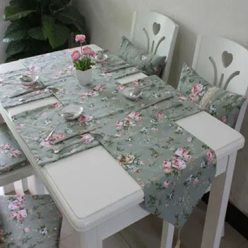 Bomuldsklud Bordløber Pastorale Blomster Dinning Tv-Bordet Dække Kinesisk Stil Bordløber Dug Land Livsstil