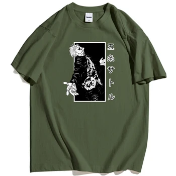 Anime Jujutsu Kaisen Tegneseriefigur Print Mandlige Kortærmet Tshirt Hip Hop Mode Mand Shirt Løs Berømte Mærke Mænd Tøj