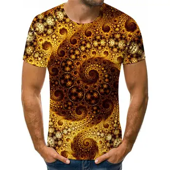 Mænd Toppe Geometriske Print Åndbar Polyester Tre-dimensional T-shirt til Fest Tre-dimensionelle 3D-vortex-T-shirt M-4XL