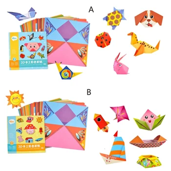2021 Nye 54pcs Børn Origami Papir Bog 3D Puslespil DIY Folde Toy Børn Håndlavet Legetøj