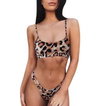 2020 Kvinder Sommeren Swimsuit Badetøj Dame Sexet Mode Leopard Print Push-Up Polstret Bh Beach Bikini Sæt Badetøj Badetøj
