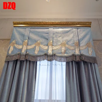 High grade Europæiske flannelette broderede gardiner vindue, tv stue, soveværelse Amerikanske gardin produkter gardiner