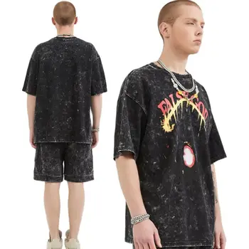 2021 Mørke Streetwear Brev Print Hip Hop, Punk Vasket Retro Mænd T-Shirt Med Korte Ærmer Vintage Top Tshirt Kjole Overdimensionerede Camiseta