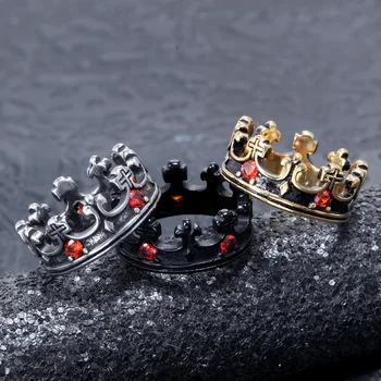BUDROVKY Vintage Romerske Rubin Ring Crown Gotiske Mænd Titanium Stål VIntage Ring Smykker til Mænd, Kvinder Engros