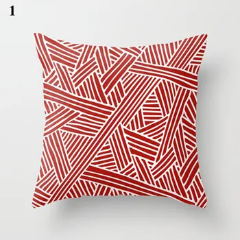 Red Geometri Trykt Pude Dække Polyester Mode Moderne Pudebetræk Kreative Nordiske Talje Pudebetræk Home Decor Pudebetræk