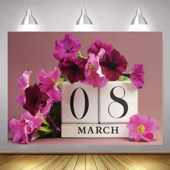 8 marts Glade Kvinder ' s Dag Billede Baggrund Blomster Dekoration middagsbordet Wall Decor Baggrunde For Fotograf