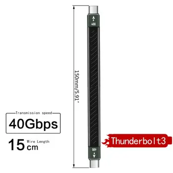 PD 60W Thunderbolt-3 kabel Certificeret 40Gbps Type C til C USB-Hurtig USBC med Emark