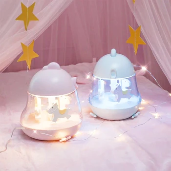 Karrusel LED Nat Lys natbordet Lampe USB-Genopladelige Tegnefilm Baby Lampe Musik Hvælvingerne Hest Jul / Fødselsdag Gave