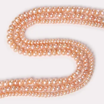 Naturlige Ferskvands Perle Perlebesat Fladskærms Rondelle Form Lsolation Perle Punch Ægte Perler Til smykker at gøre DIY-Halskæde-Armbånd i 14