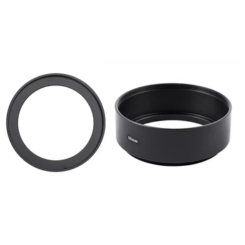 1stk for Adapter Ring 49 mm Til 58 mm Sort for Camera & 1stk 58Mm Mount Standard Metal-Lens Hood for Canon