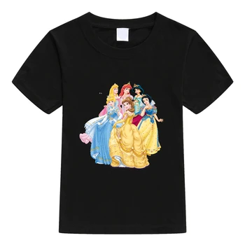 Disney Kvinde Shirt Vogue Prinsesser T-Shirts Sjove t-shirt til Piger Søde Tegneserie Part Print Kvinders Sommeren Camisetas De Mujer
