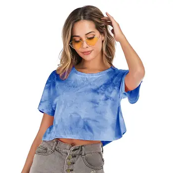 Toppe Girls t-shirts til Kvinder Mode Kvinde Tie Dye t-shirts Bomuld Sommeren Sexet Kort