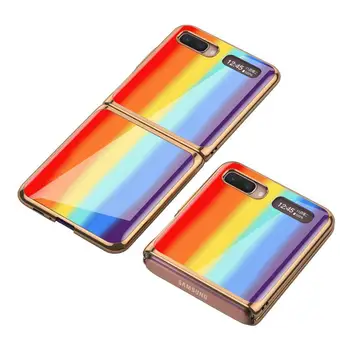 Luksus Galvaniserede Frame Rainbow Glas Tilfældet For Samsung Beskyttende Galaxy Fold 5G Plexiglas Cover Hårdt Galaxy Fold Ca V8O7