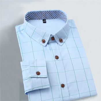 FGKKS 2021 Mænds Shirt Ternet Bomuld med Lange Ærmer Høj Kvalitet Kjole Skjorte Slim Fit Business Casual t-Shirts Til Mænd 5XL