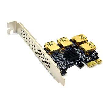 PCIe 1 Til 4 PCI Express 1X Slots Riser-Kort Mini-ITX Til Ekstern 4 PCI-e Slot Adapter, PCIe Port Multiplier Riser-Kort USB 3.0