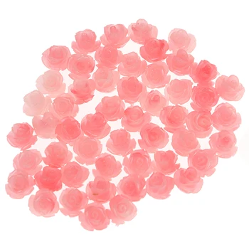 50stk/Masse Pink&Hvid Farve Cabochonslebet Mode Perler til gør det selv Smykker at gøre Dobbelt Farvede Kunstige Koraller Tulipaner Blomster-Perler