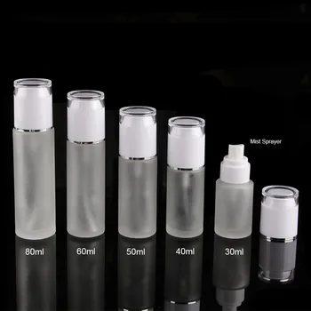 Merx Skønhed 50stk 80ml Matteret Glas Lotion Flaske med Transparent Tryk på Dispenseren Mist Spray Pumpe Hoved Kosmetiske Emballage
