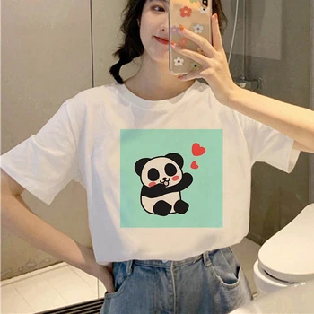 Kawaii Panda Grafisk Print T-Shirt til Kvinder Sommer t-Shirt Kort Ærme Casual Æstetiske Ullzang Top Tøj til Kvinder Kvinde