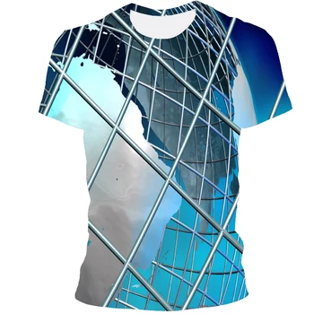 2021 sommeren fritid abstrakt visuel 3D-design T-shirt fashion T-shirt quick-tørring 3D print, rund hals kortærmet T-shirt