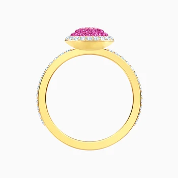Mode Smykker SWA Nye BEKLAGER RING Guld Frisk Runde Skitsere Mønster Crystal Kvindelige Engagement Ring, Elegant, Romantisk Gave