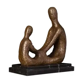 Ivorique DS-703 Bronze Faderlig Kærlighed Skulptur Abstrakt Statue Figur Far Dag Nuværende Hjem Dekoration Vintage Kunst