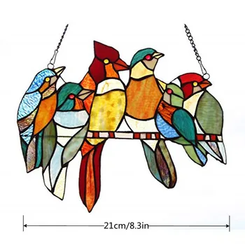 Fugl Farvet Glas Ornament Vindue Omhæng For Vinduet Hænger Ornament