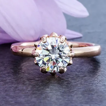 Hvid/rosa guld vielsesringe For Kvinder 2ct 6 Kløer diamond Brude Engagement Foreslå Ringe Damer Trendy Smykker Tilbehør
