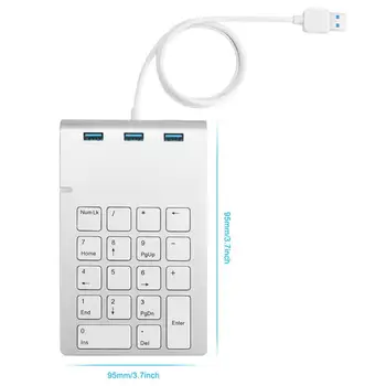 USB-Numeriske Tastatur 18 Taster med tre USB3.0 Hub Nummer Revisor Mini-Kabelbaseret Tastatur numerisk tastatur til Laptop, Desktop-PC