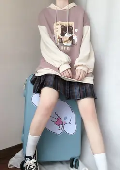 XinHuaEase Lolita Hættetrøjer Japansk Stil Toppe til Teen Piger Studerende Kawaii Løs Hætte Efteråret og Vinteren Harajuku Gotiske Søde piger
