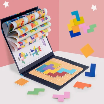 Farverige 3D-Puslespil i Træ Tangram i Matematik Legetøj Tangram Puslespil Spil Montessori Pre-school Pædagogisk Legetøj For Børn Gaver
