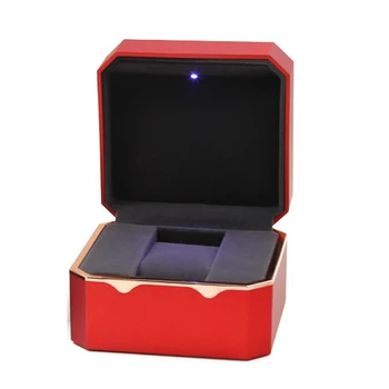 Cherry Lys LED Ure, Smykker Box Deluxe til Engagement, Forslag eller Særlige Lejligheder med Sort Sæt