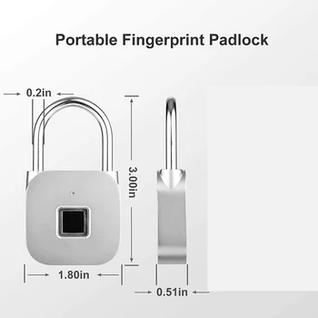 Smart Security Hængelås USB-Genopladelige Anti-Tyveri Hængelås med 39 Sæt af Fingeraftryk med henblik Skab/Dør/Garderobeskabe Ect