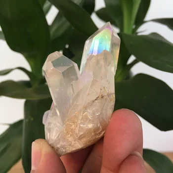 Naturlig Kvarts Krystal Rainbow Titanium Cluster Sjældne Dekoration Håndværk Reiki Sten Healing Prøve Mineral