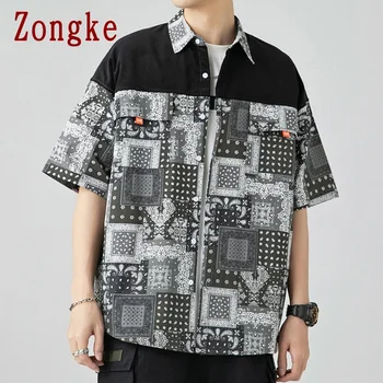 Zongke Harajuku Casual t-Shirts Til Mænd Tøj koreansk Mode Mænd, Skjorter til Hawaii til Korte Ærmer M-3XL 2021 Nye Ankomst