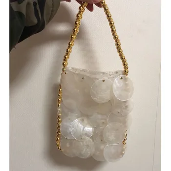 Brand Designer Handbags Handmade Beaded Retro Pearl Bag Woven Female Diagonal Mobile Phone Bag Evening Bucket bag clutch bag