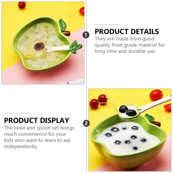 1 Sæt Apple Design Keramik Skål Salat Skål Dejlige Børn Ris Skål med Ske