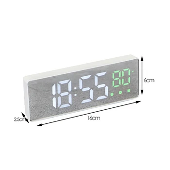 Digital Vækkeur,USB-Bærbare Rejse natbordet Bruser LED Spejl Ur Temperatur Display for Soveværelse Hjem