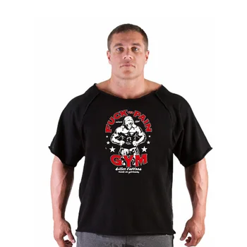 Mænd Oversize T-shirts Fitness Fitness Tøj Herre No Pain No Gain T-Shirt Til mænd Bodybuilding t-shirts Løs Åndbar Tøj