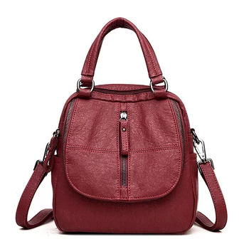Sød Sort Rød Kvinder Rygsække Mode Skulder Crossbody Tasker til Pige Bookbags Solid Lille Schoolbags Rejse Taske