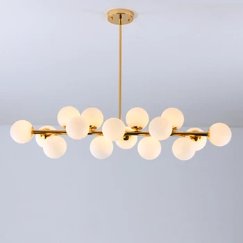 Moderne Glas Lysekrone Hvid Guld Led-Lamper til stuen, Køkken-og spisebord Klassiske lysarmaturer, Dekorative Lys