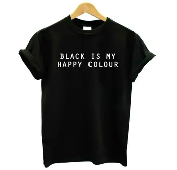 Sort er min glade farve print T-shirt til kvinder