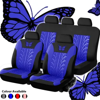 Universal Styling Komplet sæt 4 / 9-stykke Butterfly 3D Dæk Print Indvendigt Tilbehør Bil Protector sædebetræk