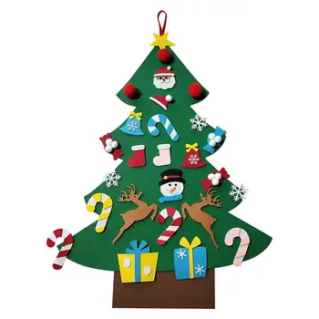 DIY Følte juletræ Sæt Væggen Hængende Ornamenter Børn, nytår Gaver, Legetøj 2021 Julepynt Til Hjem kerst