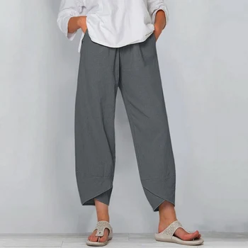 Oeak 2021 Harem Bukser Kvinder Bukser, Casual Elastisk Talje Bomuld Bred Ben Bukser Løs Pantalon Sommer Plus Bukser
